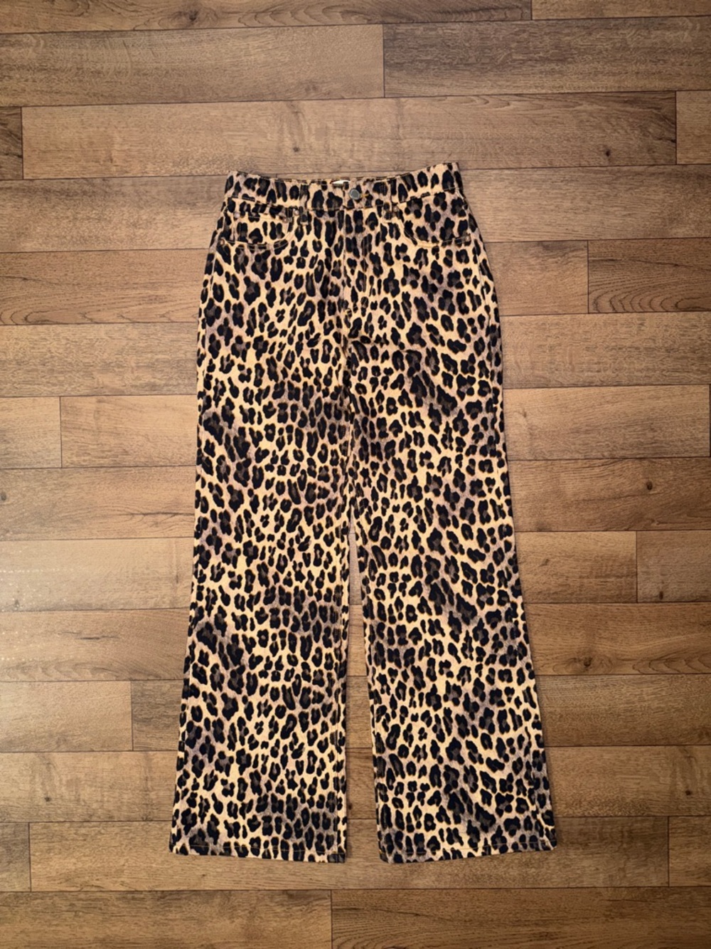 Alice + Olivia Jeans Size 26 Spotted Leopard Printed Dark Tan Weezy Full Length